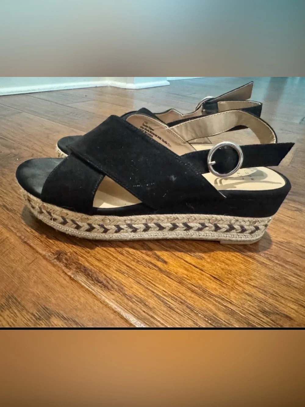 a new day Black Espadrille Platform Slingback Sandal